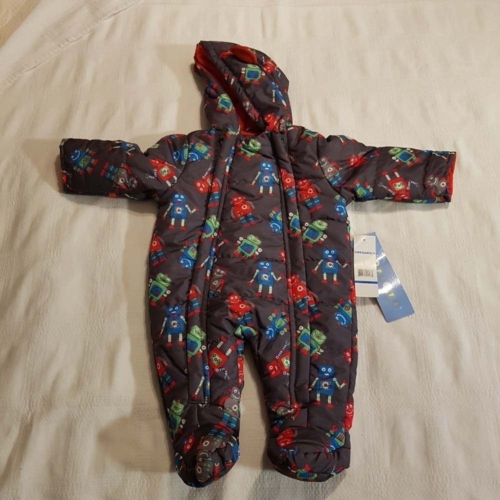 Wippette boys 3-6 months robot design pramsuit snowsuit NWT